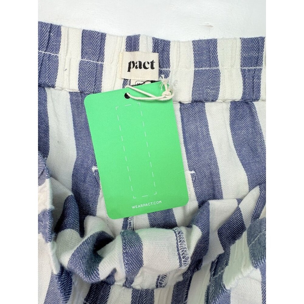 *New PACT Shorts Womens XL Blue White Striped Organic Cotton Granola Indie Boho - Picture 5 of 10